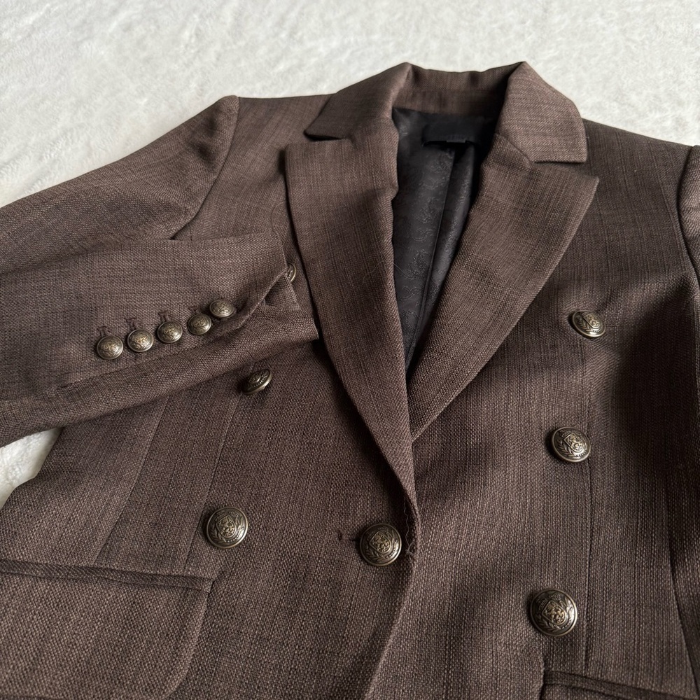 Intermix Christie Brown Slim Button Classic Blazer Petite S - Picture 7 of 12